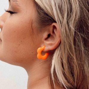NEW Orange Princess Polly Recycled Plastic Eco Retro Flower Pop Stud Earrings